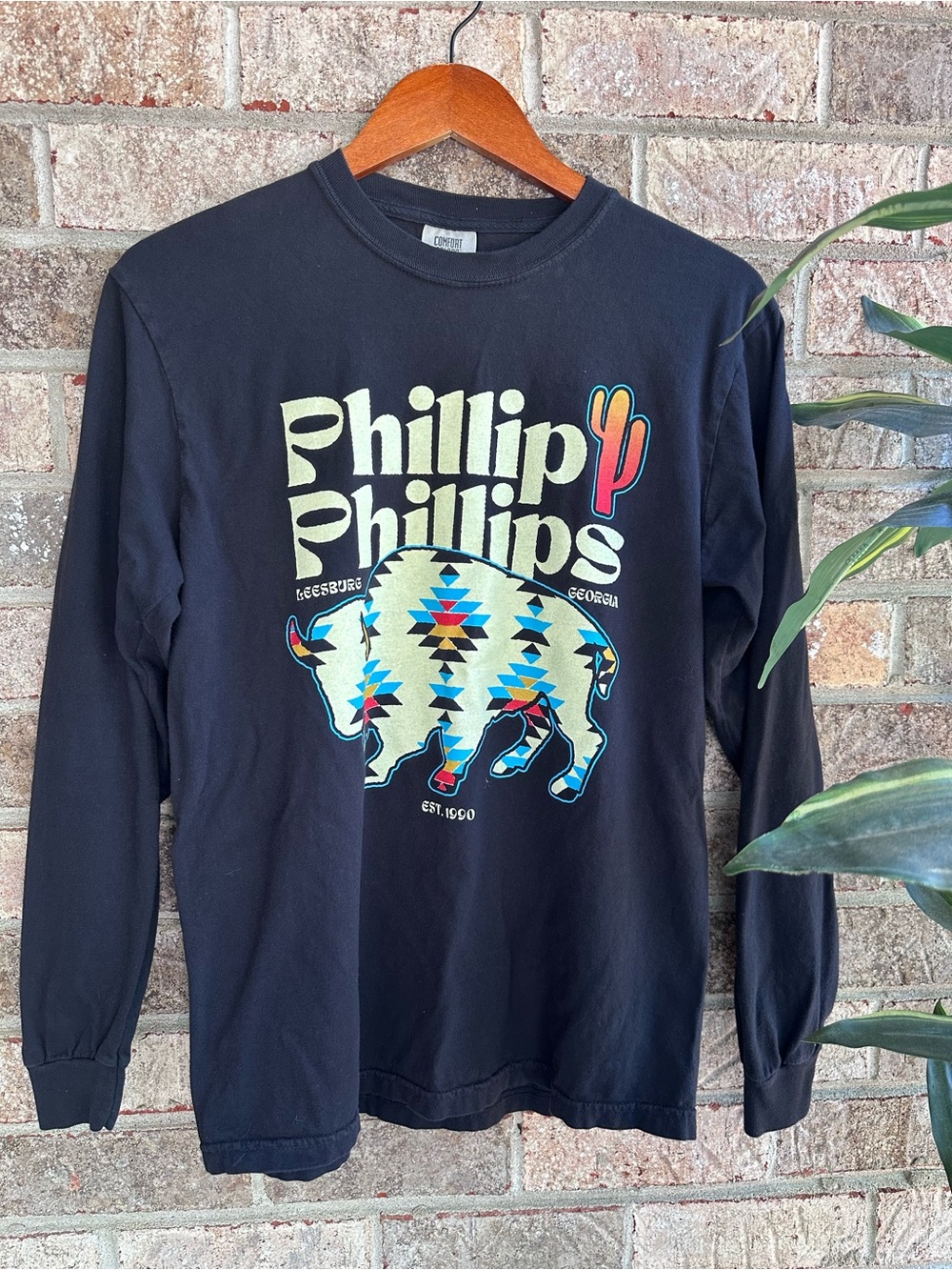 Philip Philips Black Long-Sleeve buffalo Graphic Tee med